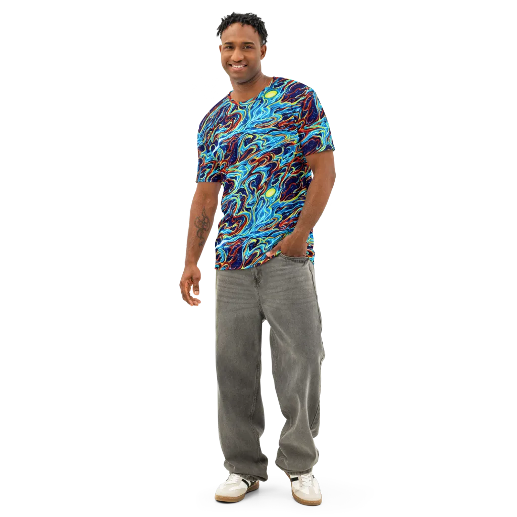 Aqua Afterburn on Men's Cotton Crew Neck T-Shirt — Front