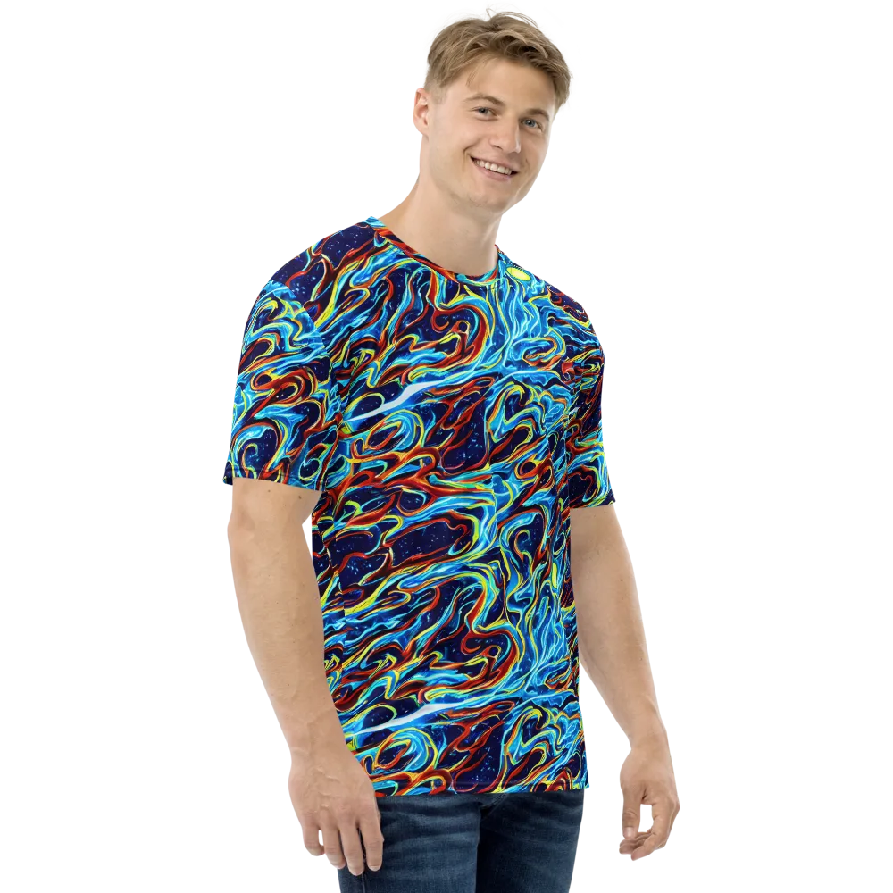 Aqua Afterburn on Men's Crew Neck T-Shirt — Right