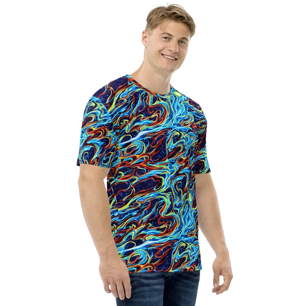 Aqua Afterburn on Men's Crew Neck T-Shirt — Right