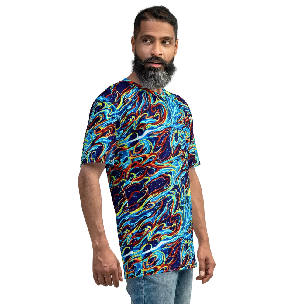 Aqua Afterburn on Men's Crew Neck T-Shirt — Right