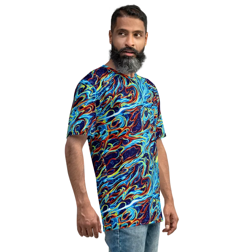 Aqua Afterburn on Men's Crew Neck T-Shirt — Right