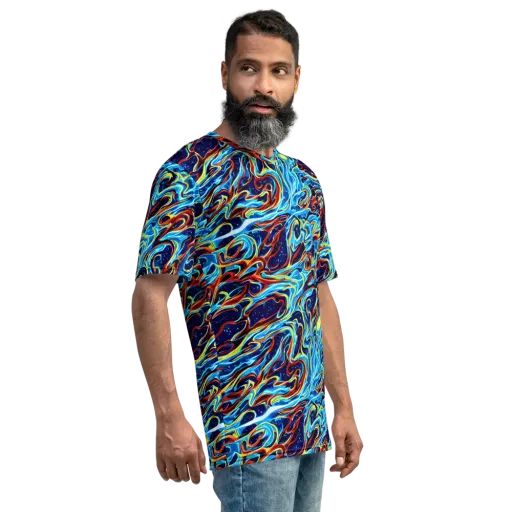 Aqua Afterburn on a Men's Crew Neck T-Shirt