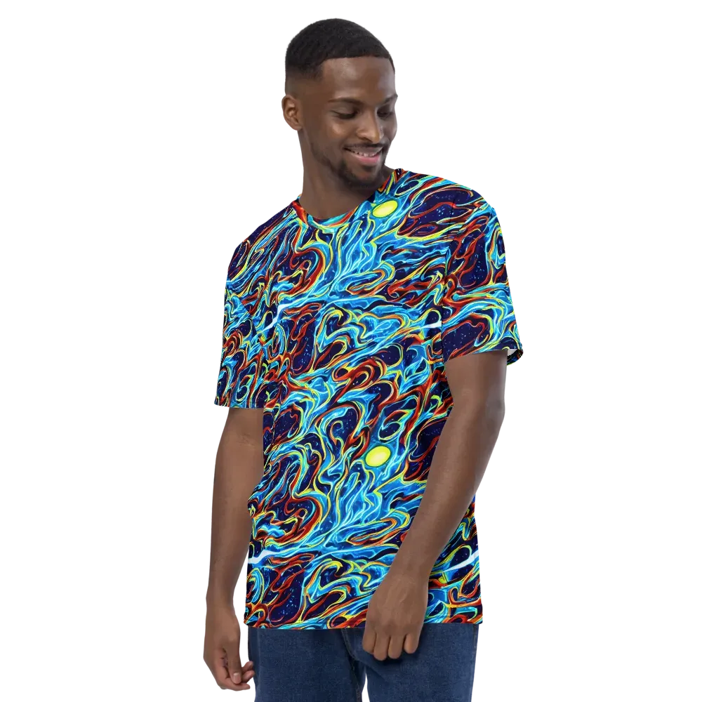 Aqua Afterburn on Men's Crew Neck T-Shirt — Left