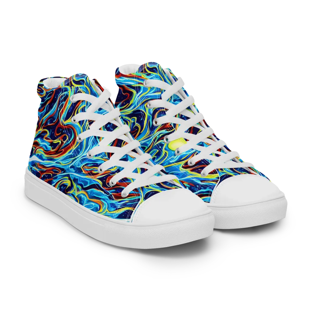 Aqua Afterburn on Men's High Top Canvas Shoes — Right Front
