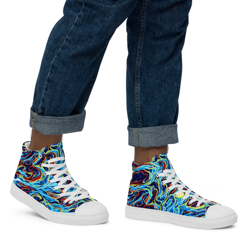 Aqua Afterburn on Men's High Top Canvas Shoes — Right
