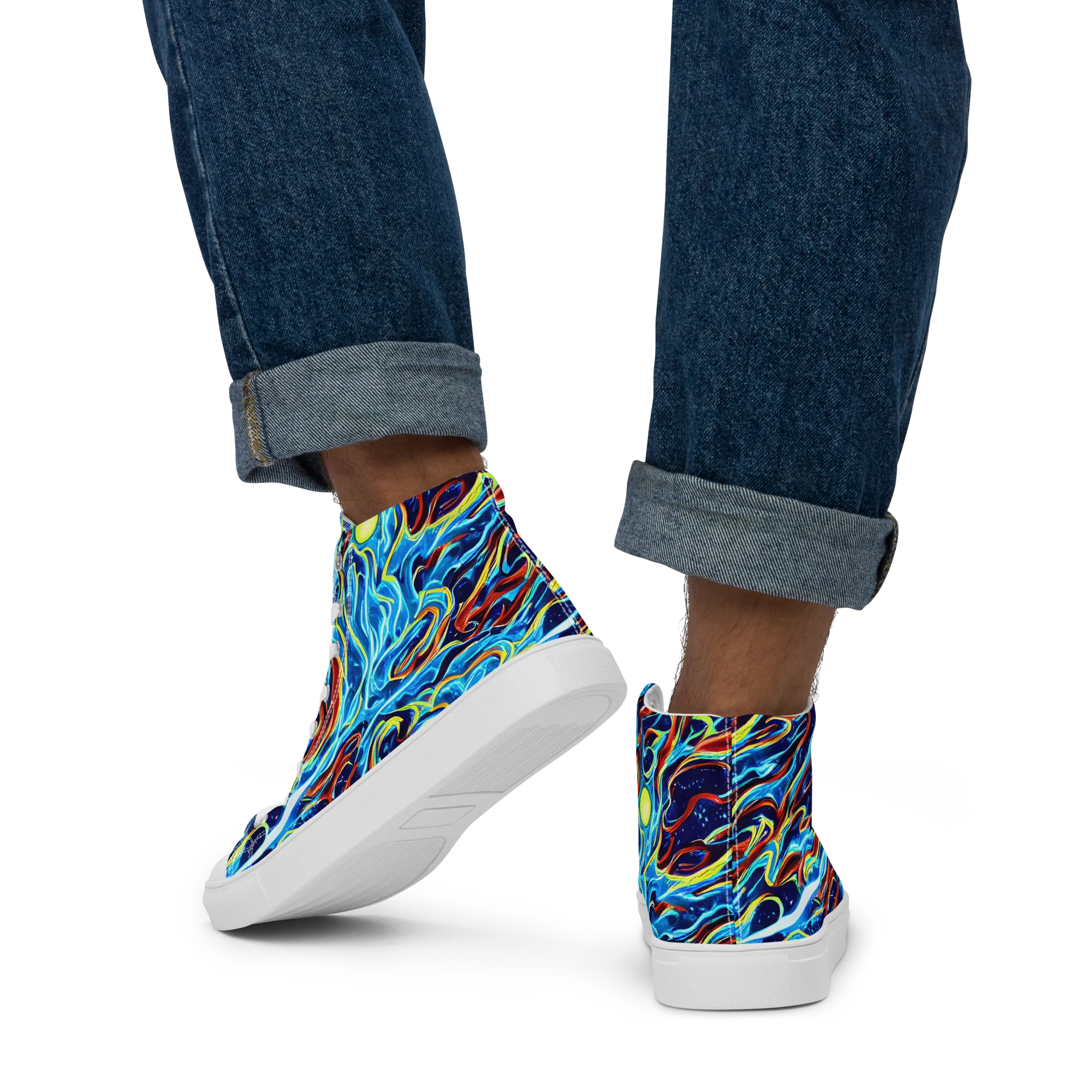 Aqua Afterburn on Men's High Top Canvas Shoes — Back