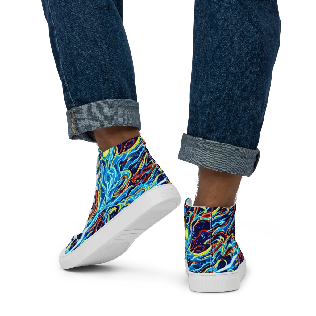 Aqua Afterburn on Men's High Top Canvas Shoes — Back