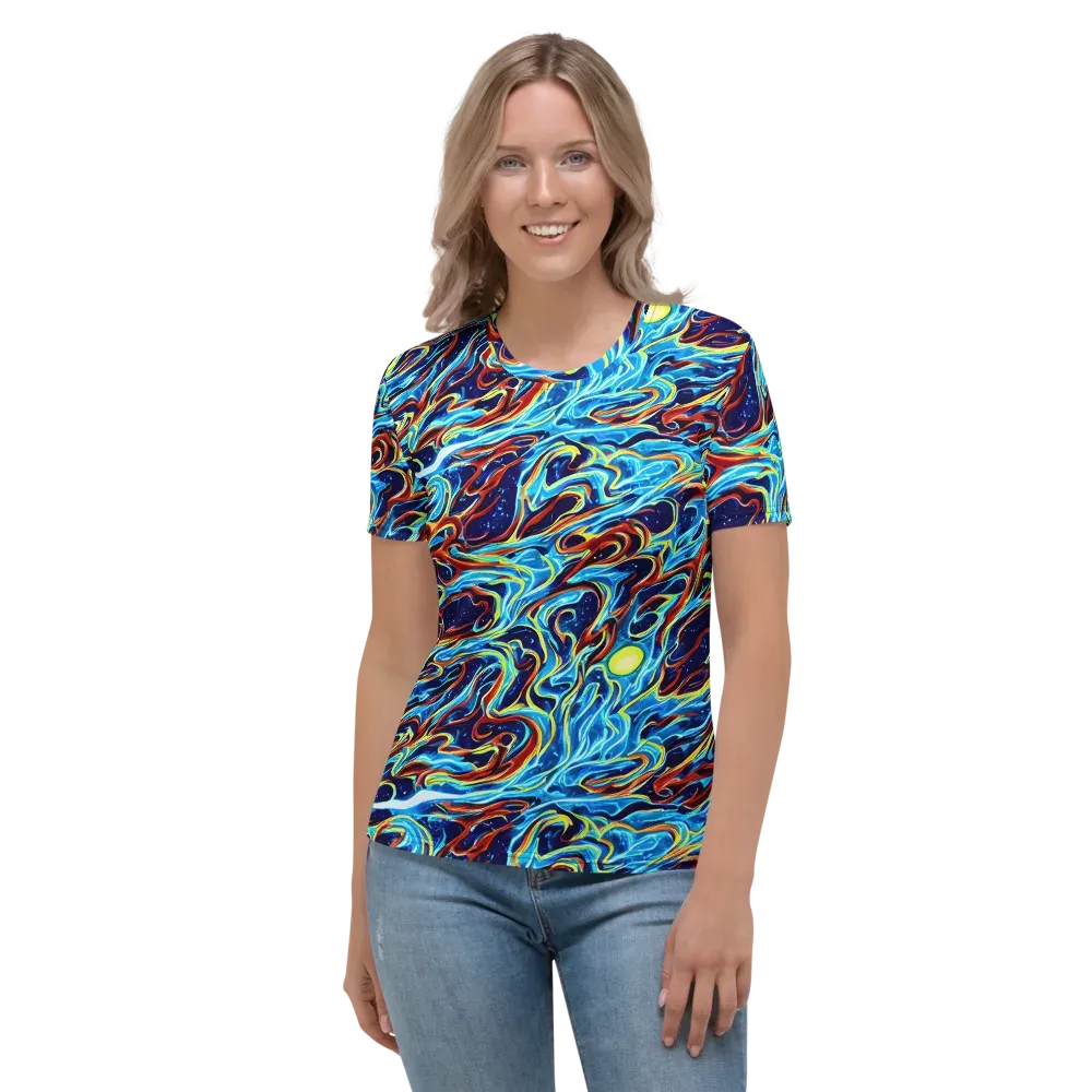 Aqua Afterburn on Women's Crew Neck T-Shirt — Front