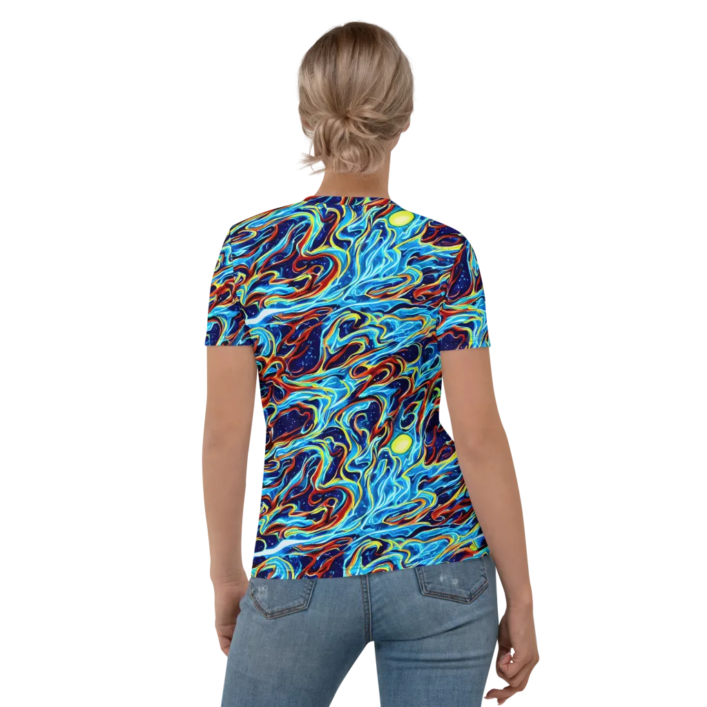 Aqua Afterburn on Women's Crew Neck T-Shirt — Back