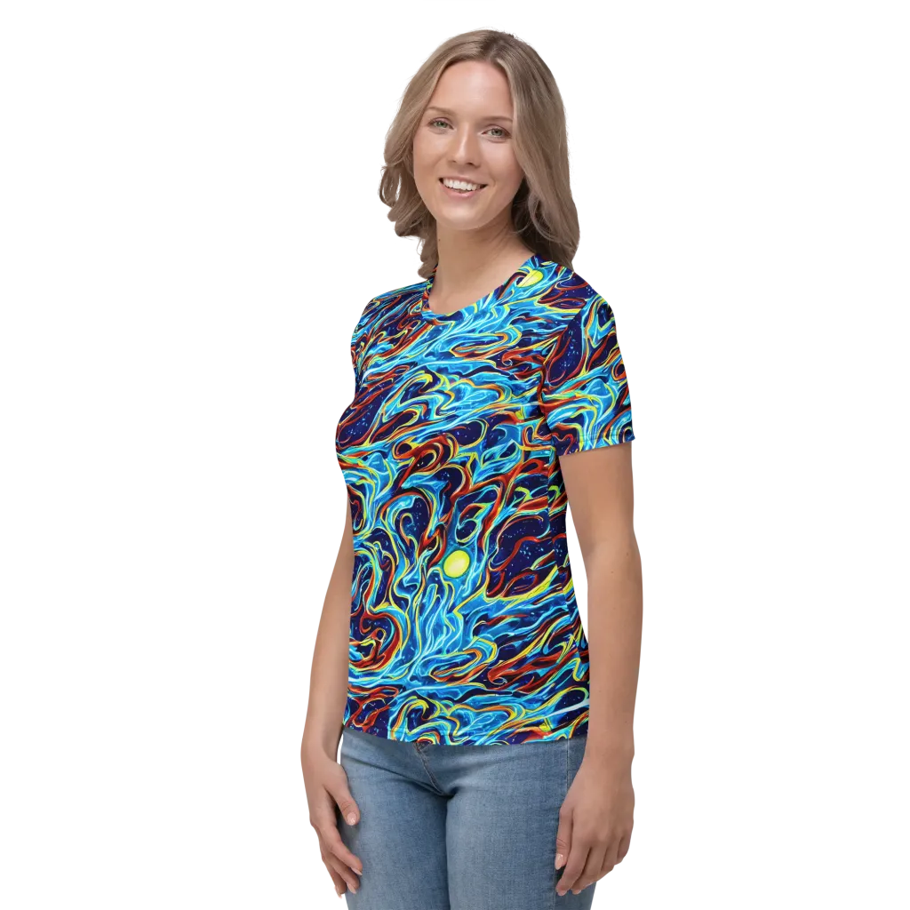 Aqua Afterburn on Women's Crew Neck T-Shirt — Left