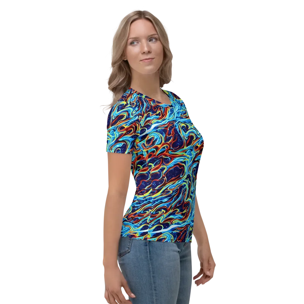 Aqua Afterburn on Women's Crew Neck T-Shirt — Right