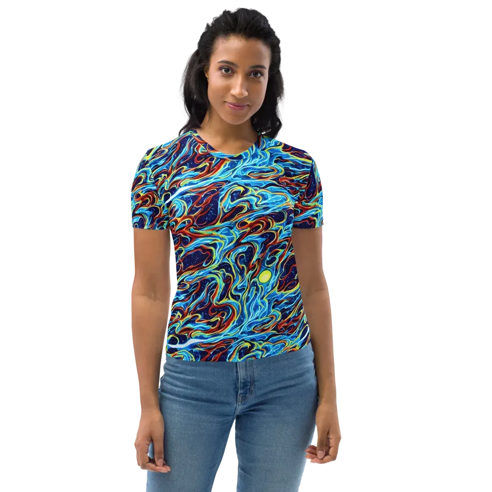 Aqua Afterburn on Women's Crew Neck T-Shirt — Front