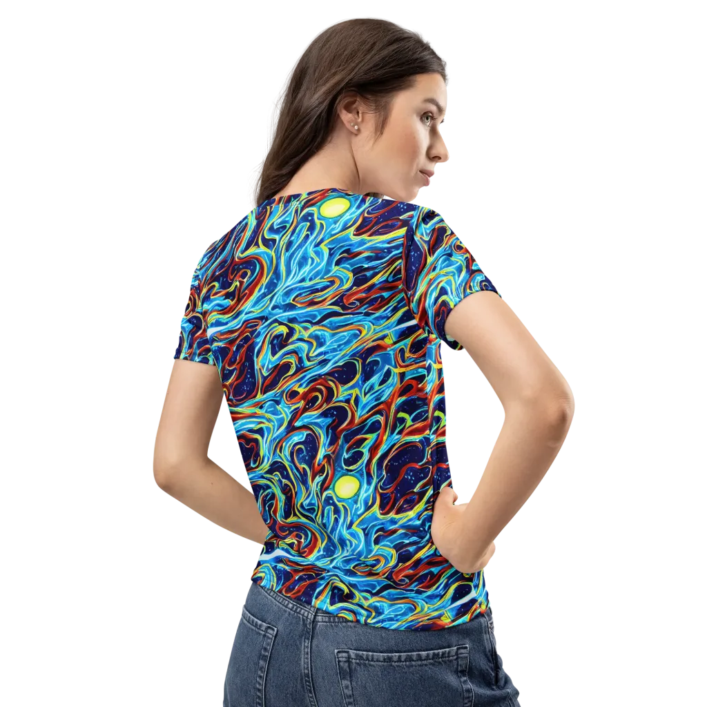 Aqua Afterburn on Women's Crew Neck T-Shirt — Back