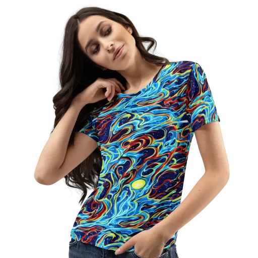 Aqua Afterburn on a Women's Crew Neck T-Shirt