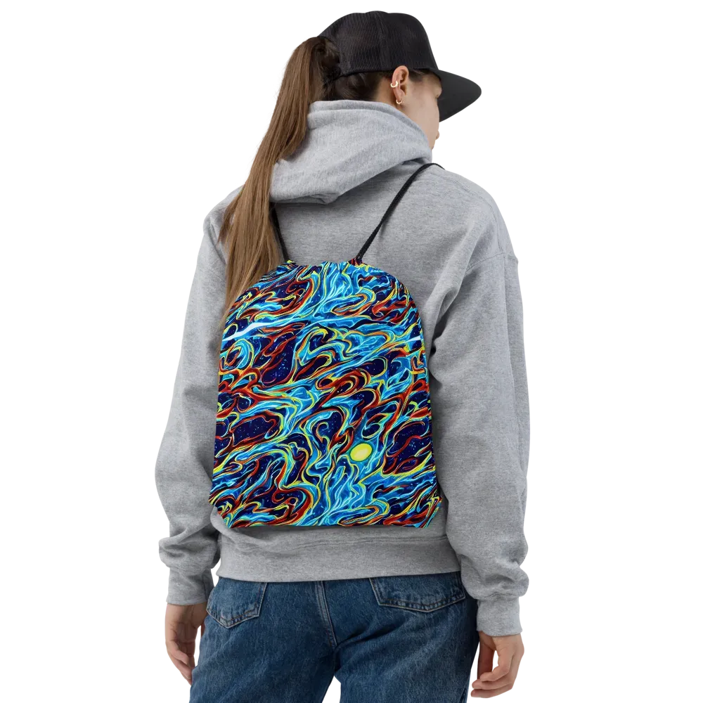 Aqua Afterburn on Drawstring Bag — Front