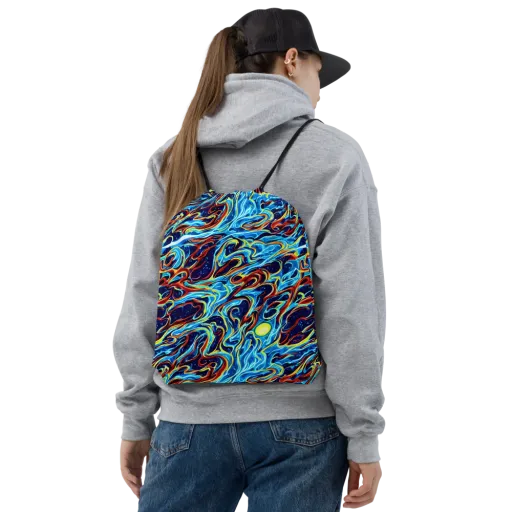 Aqua Afterburn on a Drawstring Bag