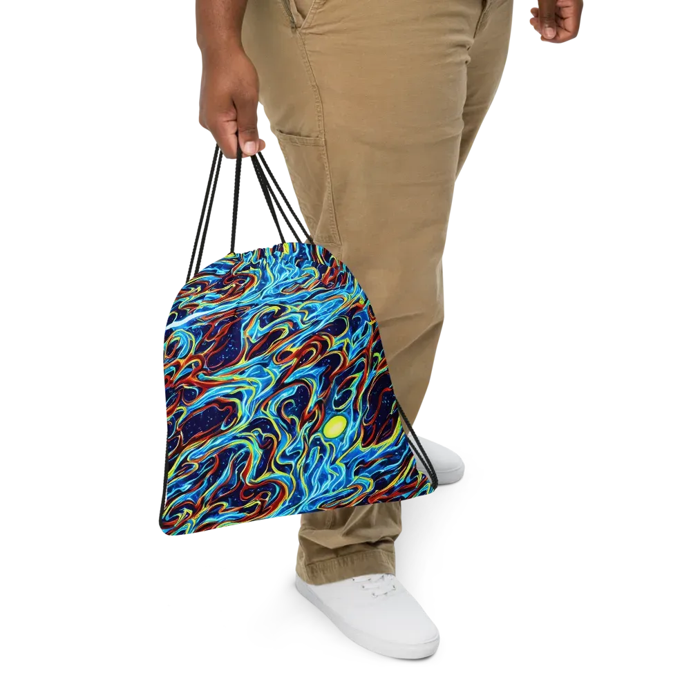Aqua Afterburn on Drawstring Bag — Front