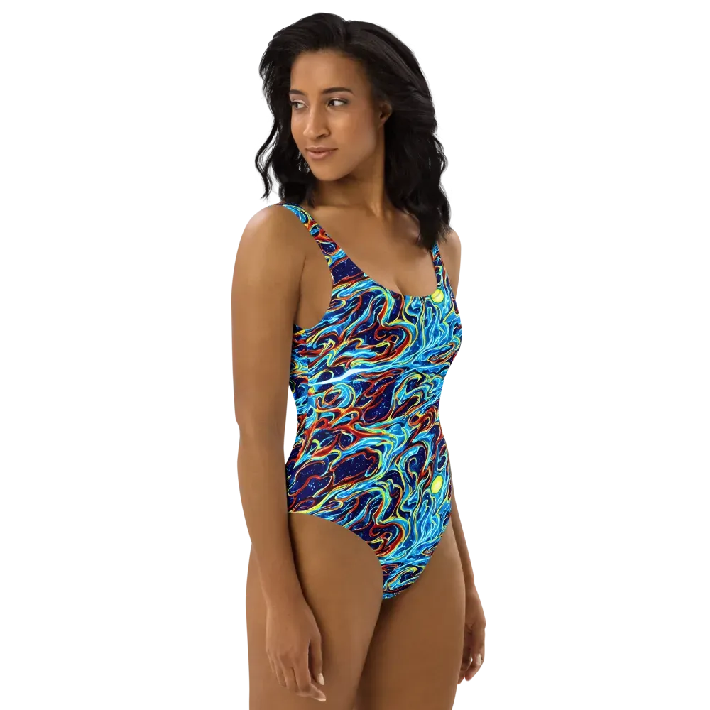 Aqua Afterburn on One-Piece Swimsuit — Right