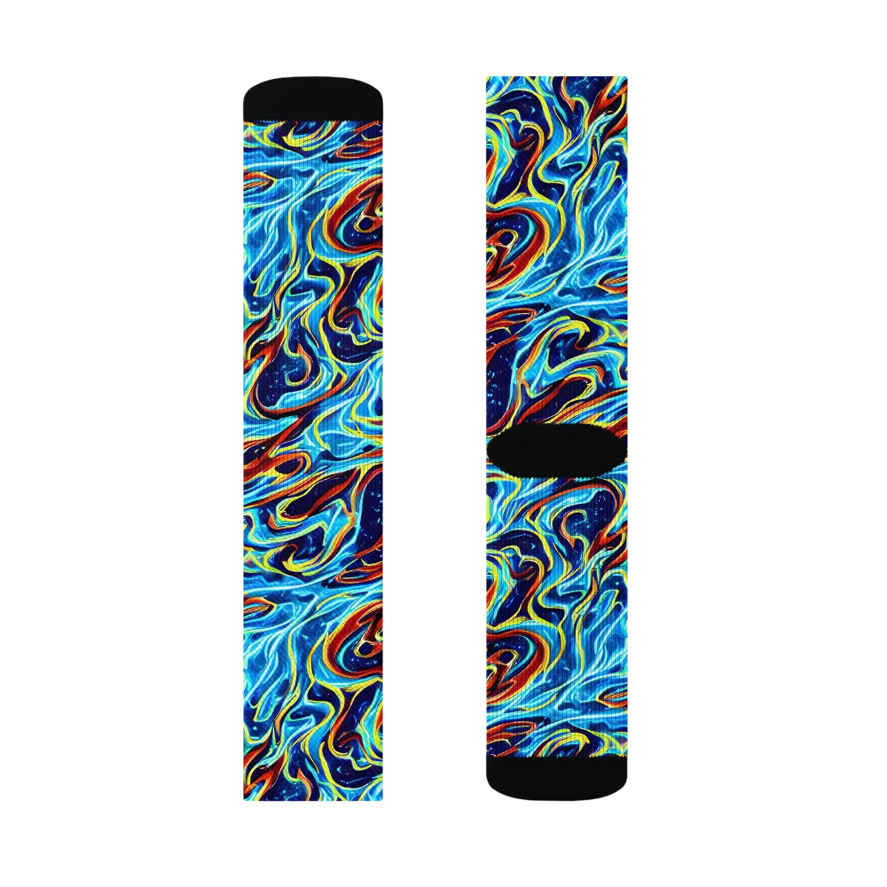 Aqua Afterburn on Socks — Right Sock