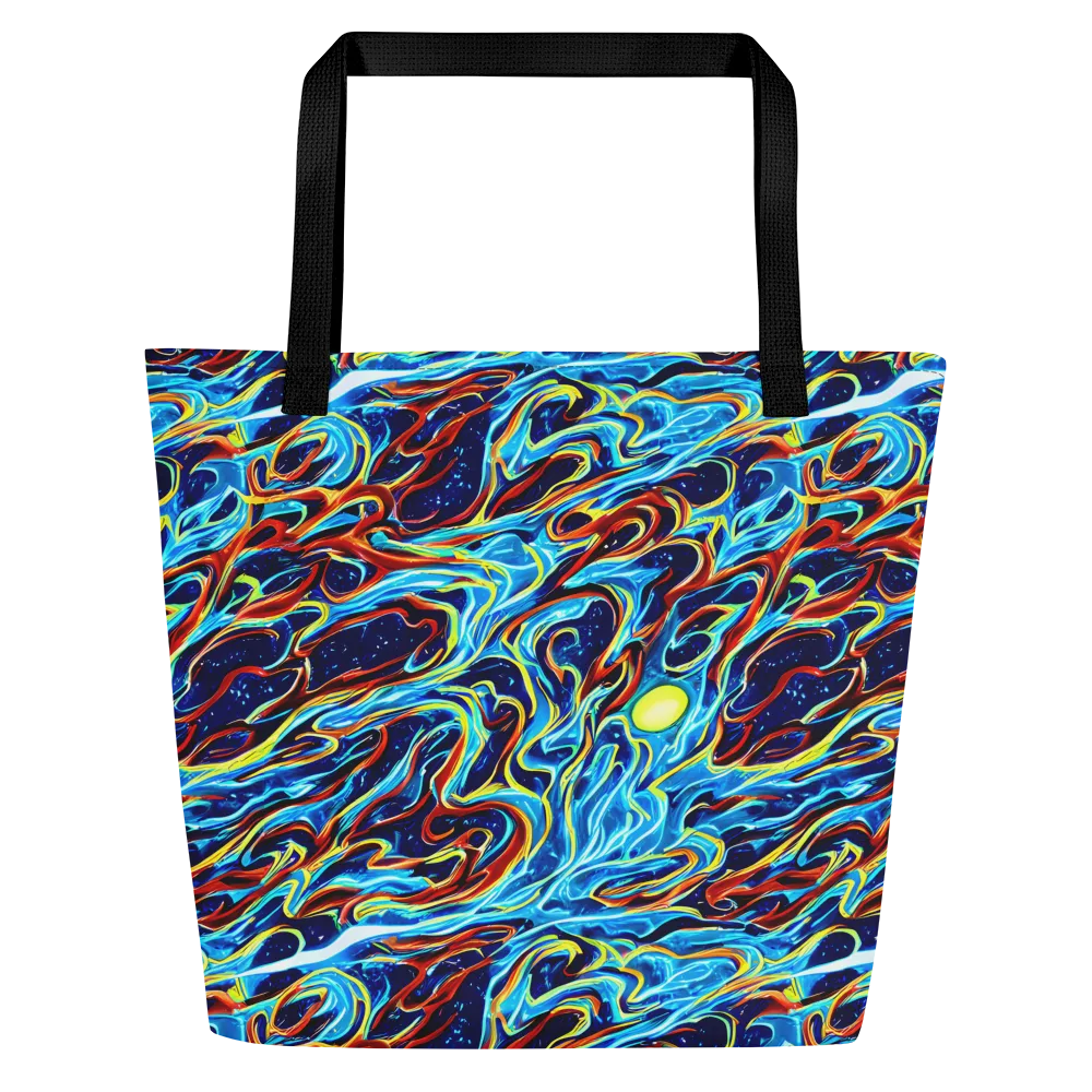 Aqua Afterburn on Large Tote Bag W/ Pocket — Front