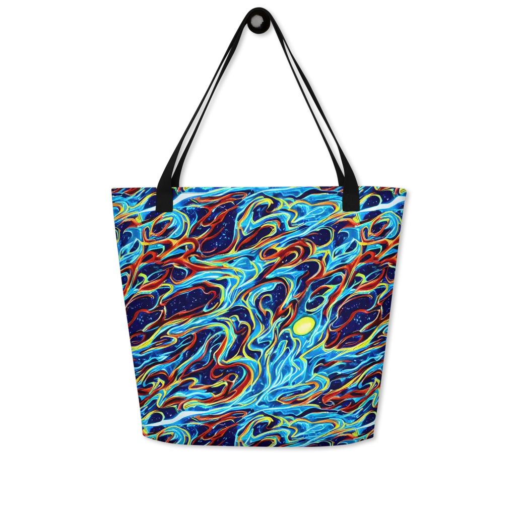 Aqua Afterburn on Large Tote Bag W/ Pocket — Front
