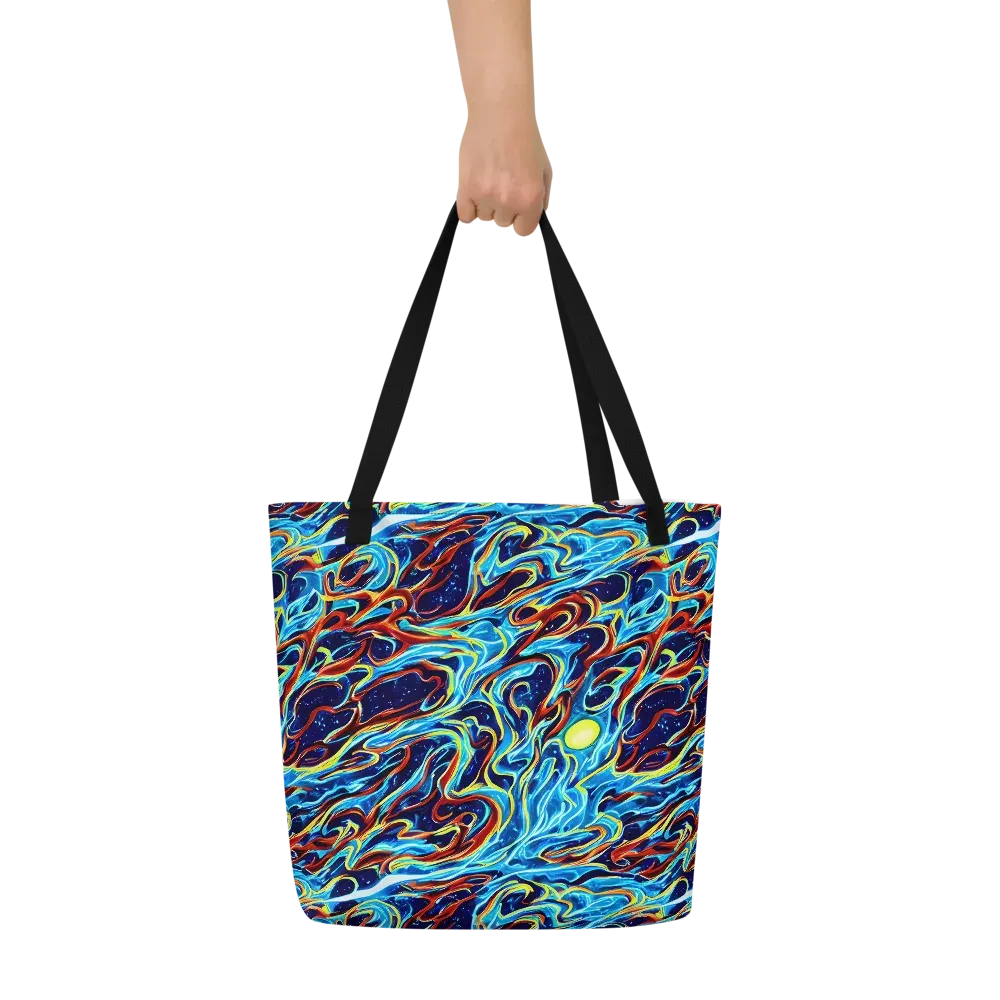 Aqua Afterburn on Large Tote Bag W/ Pocket — Front