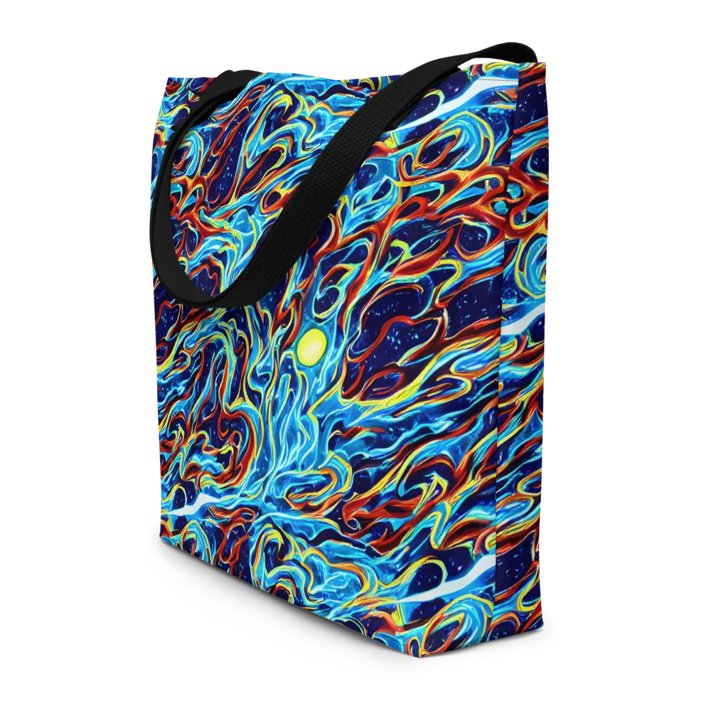 Aqua Afterburn on Large Tote Bag W/ Pocket — Front