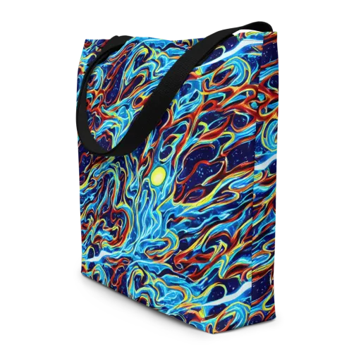 Aqua Afterburn on a Large Tote Bag W/ Pocket