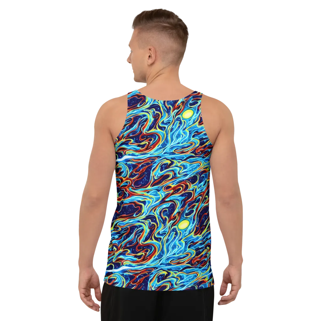 Aqua Afterburn on Men's Tank Top — Back