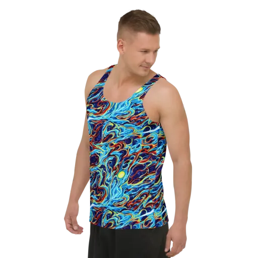 Aqua Afterburn on a Men's Tank Top