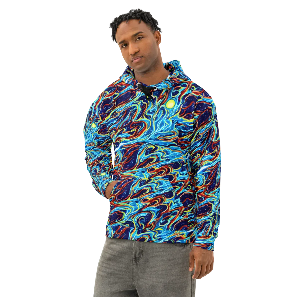 Aqua Afterburn on Cotton Hoodie — Left Front