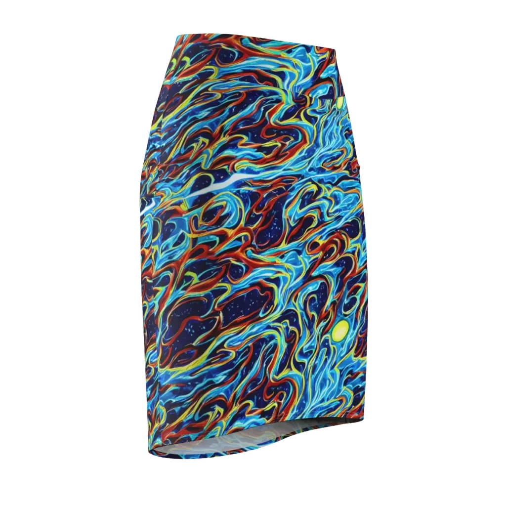Aqua Afterburn on Pencil Skirt — Front Side