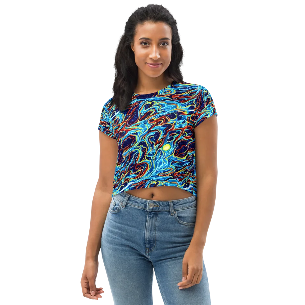 Aqua Afterburn on Crop Tee — Front