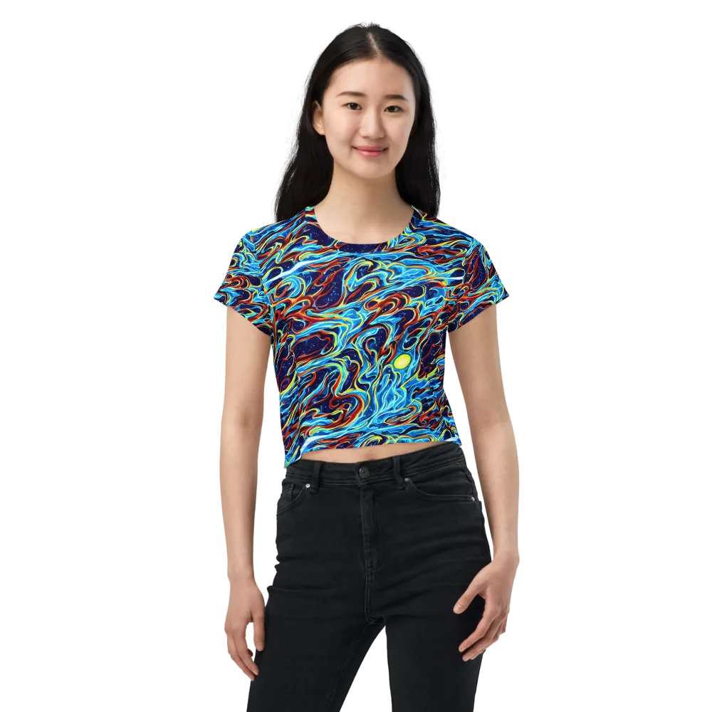 Aqua Afterburn on Crop Tee — Front