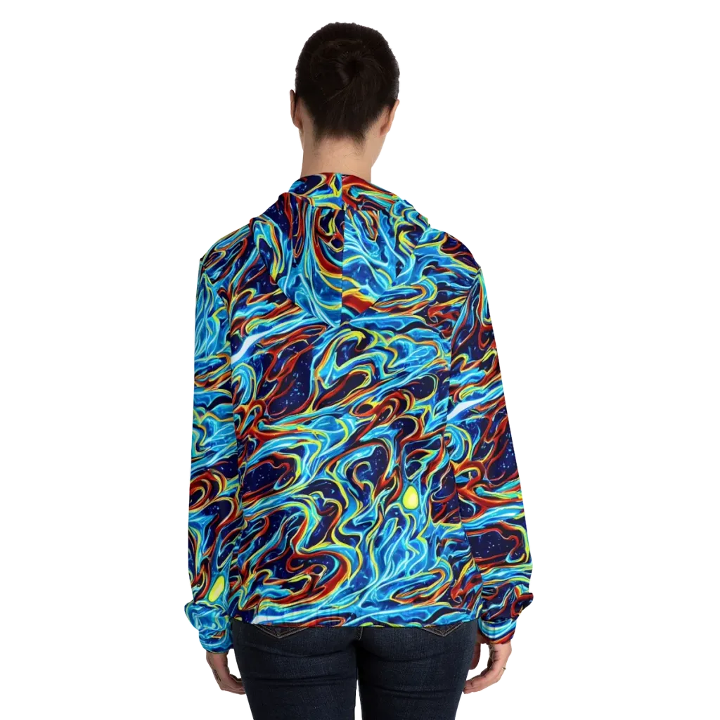 Aqua Afterburn on Women's Full-Zip Hoodie — Back On Person
