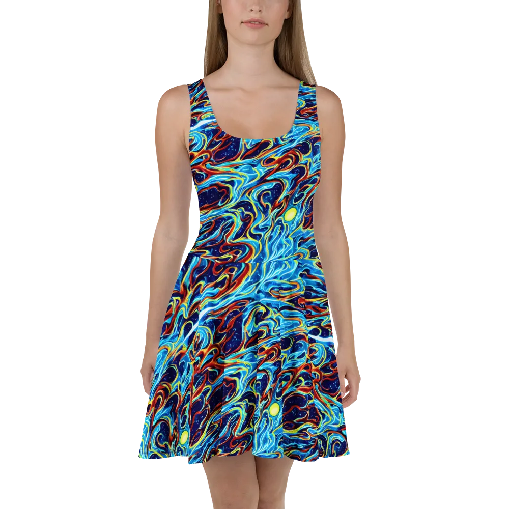 Aqua Afterburn on Skater Dress — Front
