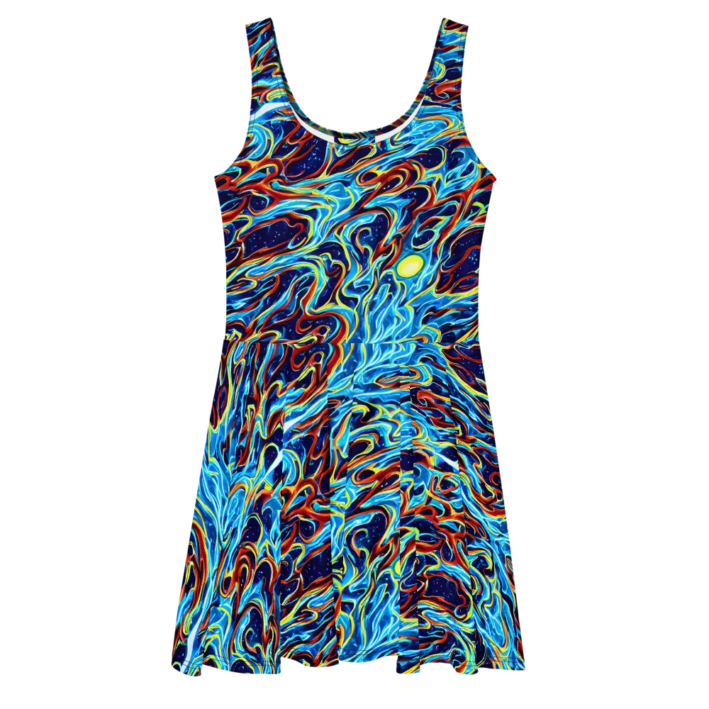 Aqua Afterburn on Skater Dress — Front