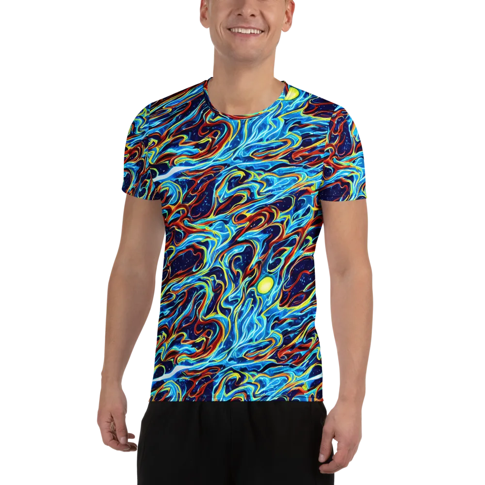 Aqua Afterburn on Men's Athletic T-Shirt — Front