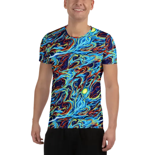 Aqua Afterburn on a Men's Athletic T-Shirt