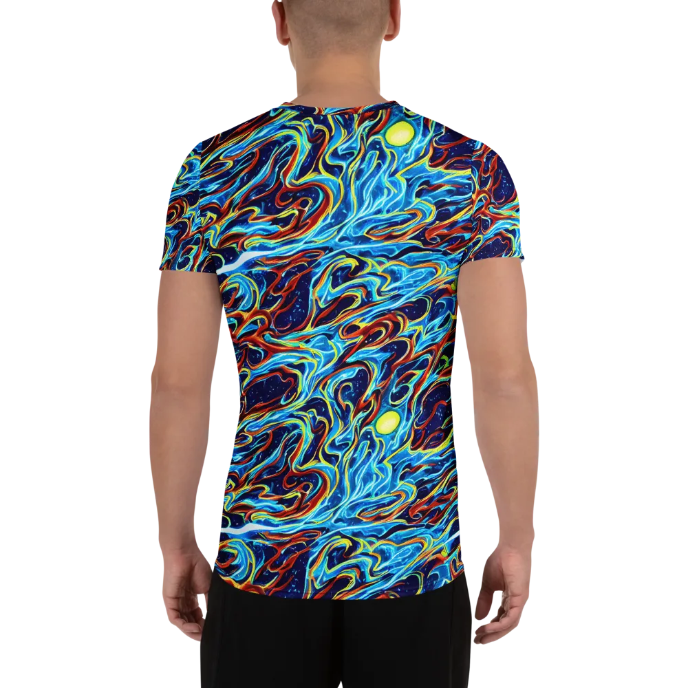 Aqua Afterburn on Men's Athletic T-Shirt — Back