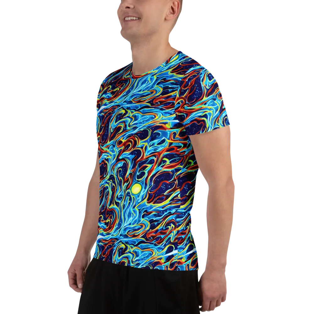 Aqua Afterburn on Men's Athletic T-Shirt — Left