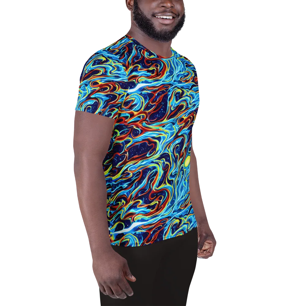 Aqua Afterburn on Men's Athletic T-Shirt — Right