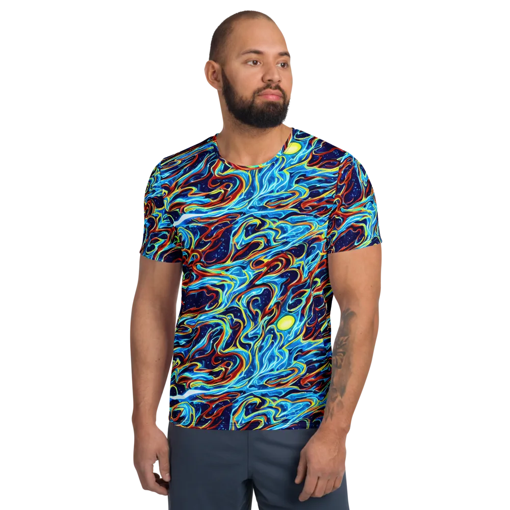Aqua Afterburn on Men's Athletic T-Shirt — Front