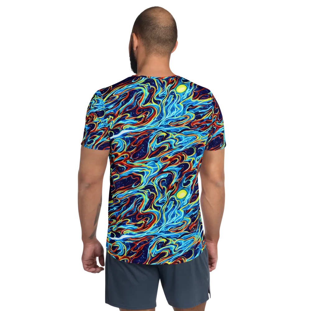Aqua Afterburn on Men's Athletic T-Shirt — Back