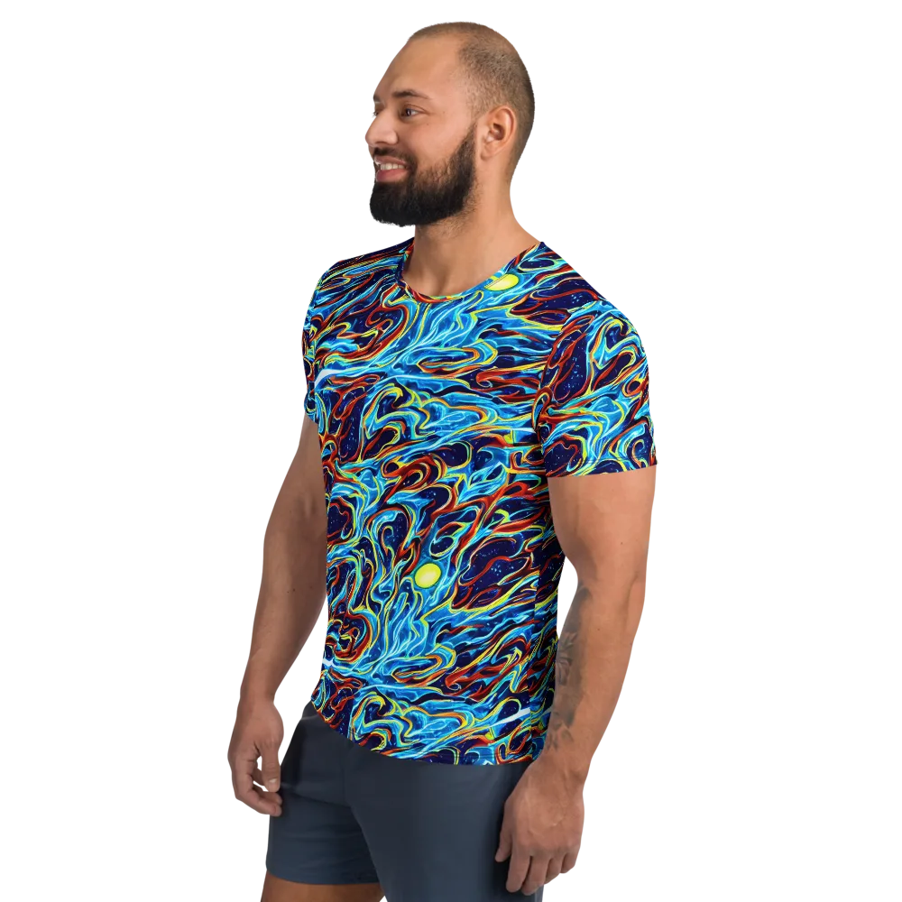 Aqua Afterburn on Men's Athletic T-Shirt — Left