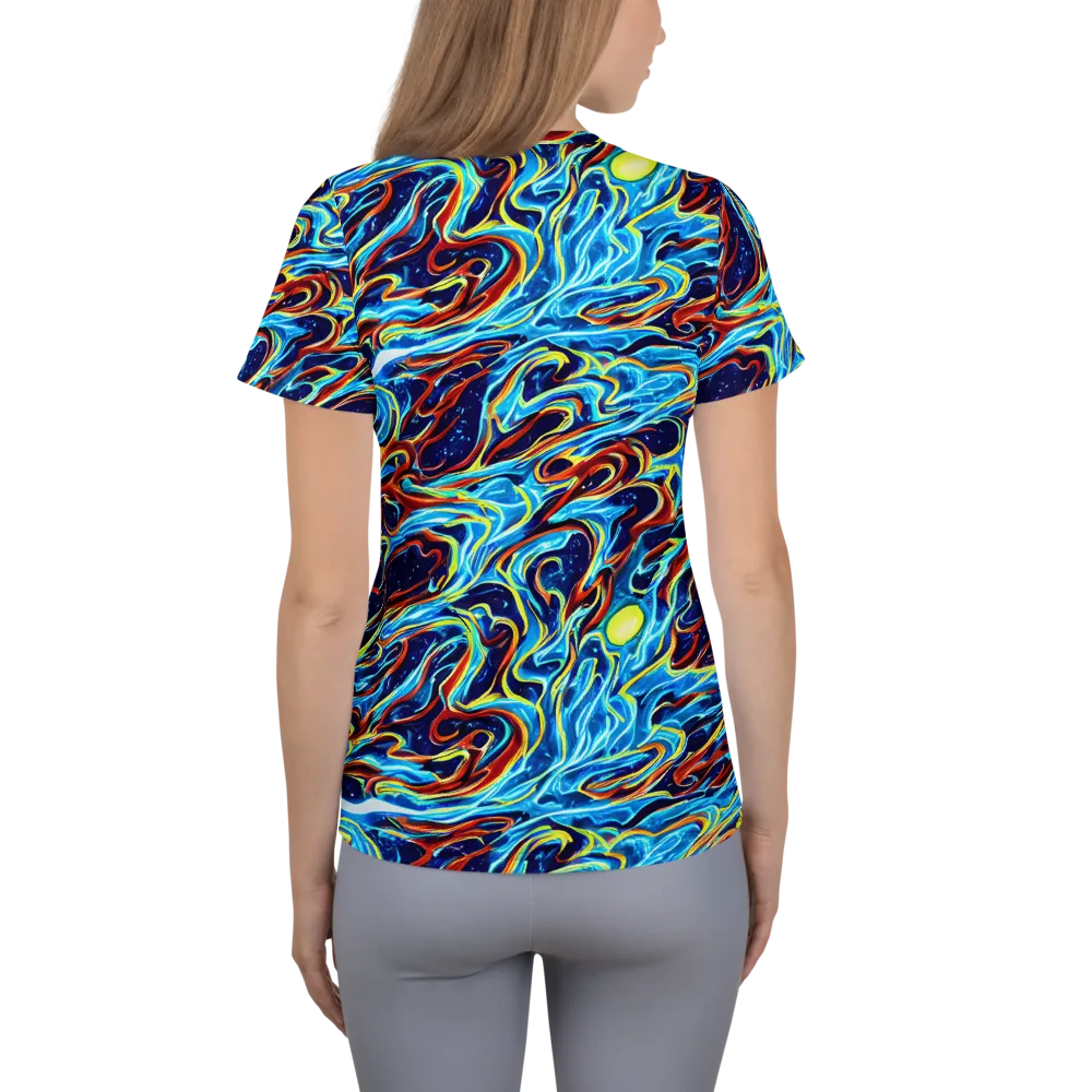 Aqua Afterburn on Women's Athletic T-Shirt — Back