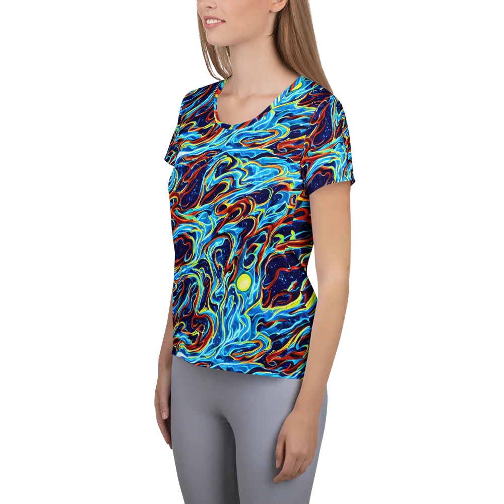 Aqua Afterburn on Women's Athletic T-Shirt — Left