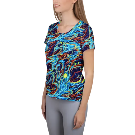 Aqua Afterburn on a Women's Athletic T-Shirt