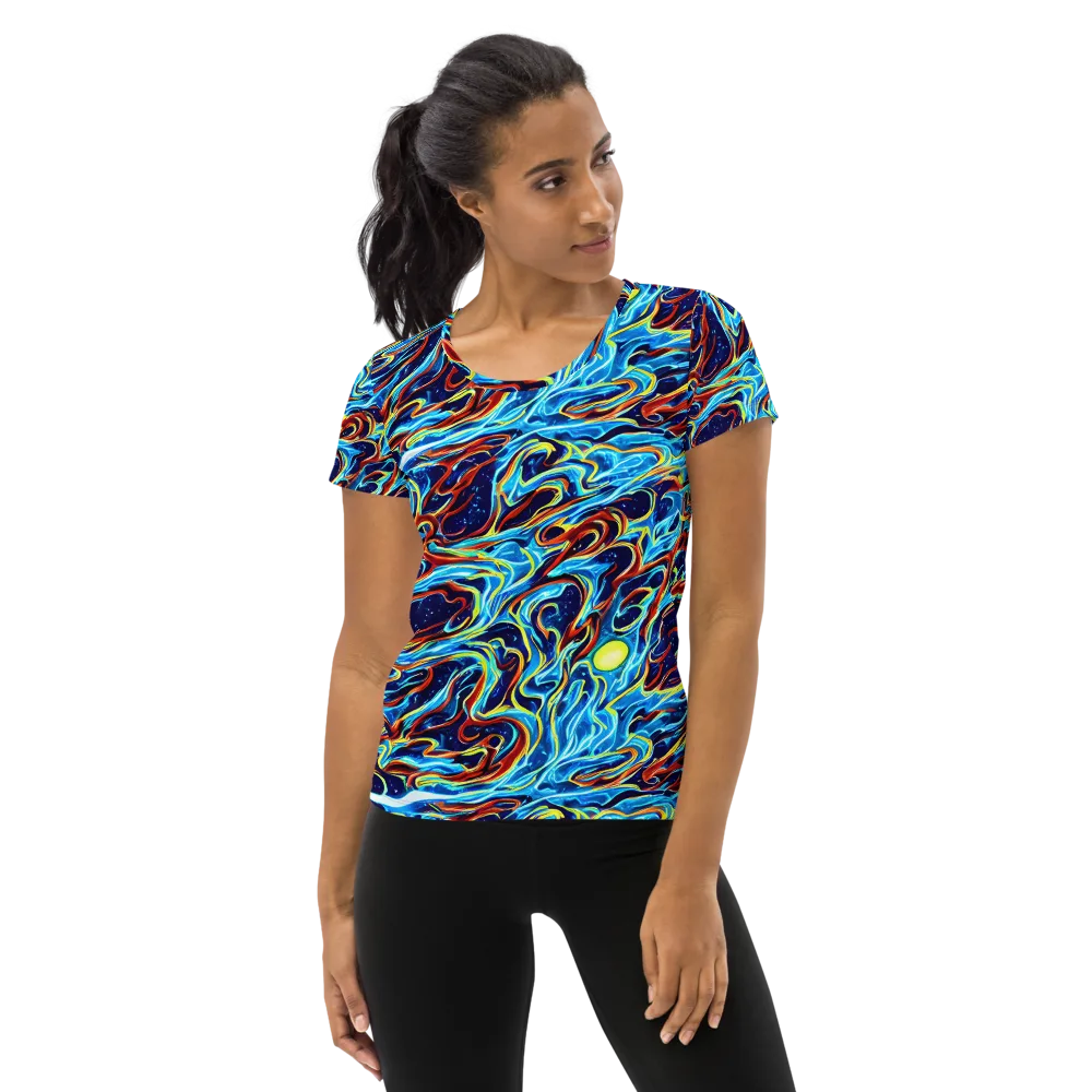 Aqua Afterburn on Women's Athletic T-Shirt — Front