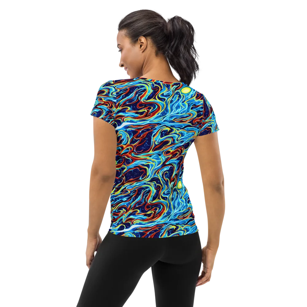 Aqua Afterburn on Women's Athletic T-Shirt — Back